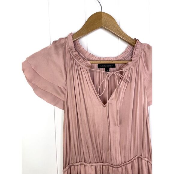Banana Republic Banana Republic Blush Soft Satin Ruffle Dress Size 4 - Picture 5 of 14